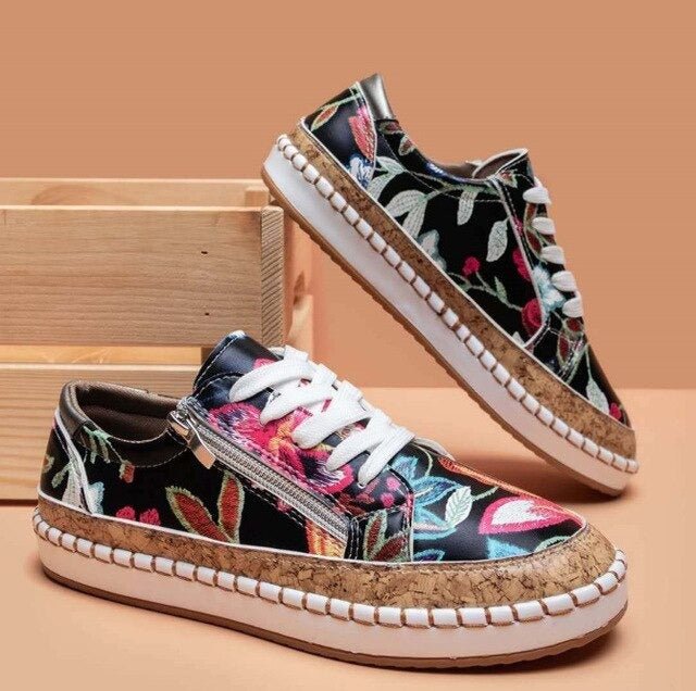 FLORIANA | Sneakers Ortopediche con Unico Design Vintage di Fiori