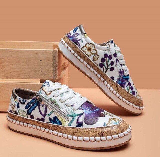 FLORIANA | Sneakers Ortopediche con Unico Design Vintage di Fiori